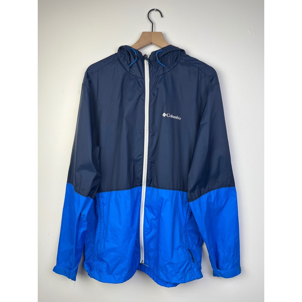 Columbia Sportswear Hooded Windbreaker Jacket Navy Blue Royal Blue Size L